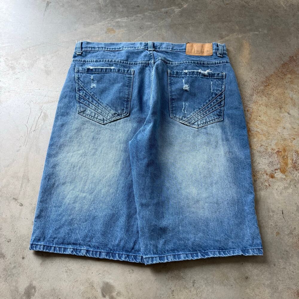 Vintage Y2K Akademiks Relaxed Fit Distressed Retro Hip Hop Jean Shorts Size 40